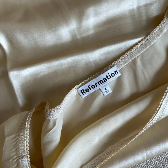 BEST Reformation Layla Silk Midi Skirt Sz4 Sugar Cream Light Beige - Picture 7 of 8